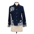 Choices Denim Jacket: Short Blue Print Jackets & Outerwear - Women's Size Small Petite - Print Wash