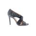 Enzo Angiolini Heels: Gray Grid Shoes - Women's Size 8