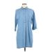 Lovestitch Casual Dress - Shift High Neck 3/4 sleeves: Blue Print Dresses - Women's Size Medium