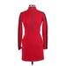 Boston Proper Casual Dress - Mini Turtleneck Long sleeves: Red Print Dresses - Women's Size 2X-Small