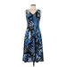 Julian Taylor Casual Dress - Fit & Flare: Blue Print Dresses - Women's Size 8