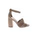 Vince Camuto Heels: Tan Solid Shoes - Women's Size 7 - Open Toe