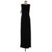 Long Tall Sally Casual Dress - Formal Crew Neck Sleeveless: Black Solid Dresses - Women's Size 8