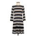 White House Black Market Casual Dress - A-Line High Neck 3/4 sleeves: Black Print Dresses - Women's Size Small