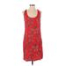 Old Navy Casual Dress - Shift Scoop Neck Sleeveless: Red Floral Dresses - Women's Size Medium