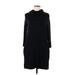 Lou & Grey Casual Dress - Mini High Neck 3/4 sleeves: Black Solid Dresses - Women's Size Medium