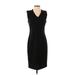 Calvin Klein Casual Dress - Sheath V-Neck Sleeveless: Black Print Dresses - Women's Size 4