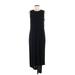 Donna Karan New York Casual Dress - Midi Crew Neck Sleeveless: Black Solid Dresses - Women's Size Medium