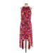 MSK Cocktail Dress - High/Low Halter Sleeveless: Pink Floral Dresses - Women's Size 12