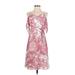Ann Taylor LOFT Casual Dress - A-Line Cold Shoulder Sleeveless: Pink Print Dresses - Women's Size 2X-Small Petite