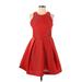 Maje Casual Dress - Fit & Flare Crew Neck Sleeveless: Red Print Dresses - Women's Size Medium