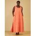 Plus Size Frayed Linen Blend Maxi Dress