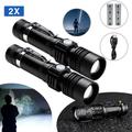 Lampe torche led la plus puissante lampe torche usb Flashlight, x3 Modes d'Eclairage, Piles