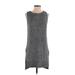 Lilis Closet Casual Dress - Sweater Dress Crew Neck Sleeveless: Gray Marled Dresses - Women's Size Small