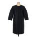 Lord & Taylor Casual Dress - Shift Crew Neck 3/4 sleeves: Black Print Dresses - Women's Size 0