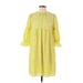 Who What Wear Casual Dress - Mini Crew Neck 3/4 sleeves: Yellow Polka Dots Dresses - Women's Size X-Small