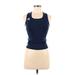 Adidas Active Tank Top: Blue Solid Activewear - Women's Size Medium