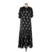 MISA Los Angeles Casual Dress - Midi High Neck Short sleeves: Black Floral Dresses - Women's Size Medium