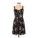 No Boundaries Casual Dress - A-Line Sweetheart Sleeveless: Black Floral Dresses - Women's Size Small