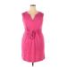 G.H. Bass & Co. Casual Dress - Mini V-Neck Sleeveless: Pink Solid Dresses - Women's Size 2X-Large