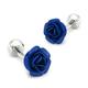 Blue Rose Cufflinks Metal Enamel Flower Floral Groom Best Man Groomsmen Wedding Father's Day Gift