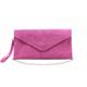 Italian Real Suede Leather Clutch Bag, Evening Envelope Wristlet Bag Shoulder With Detachable Silver Chain Strap& Strap