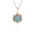 Amazonite Flat Slice Hex Pendant Necklace in Rose Gold Plated Sterling Silver