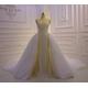 Custom-Made Luxury Beading Shimmering Square Neckline Sleeveless Sheath Mermaid/Ballgown Wedding Dress With Detachable Skirt