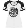 Viking Compass Odin's Raven Ladies' Game V-Neck T-Shirt | Womens Raglan Baseball Tshirt Clothing Gifts For Her Norse Magic