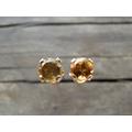 November Birthstone, Citrine Stud Earrings 14K Gold Filled, 4mm Yellow Post Earrings, Vintage Style, Fall Winter Fashion, Valentine's Gift