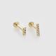 Single 14K Solid Yellow/White Gold Mini Cz Bar Cartilage Earring | Internally Threaded Labret Stud