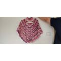 Handmade Crochet Shawl Wrap, Triangle Scarf, Pink Purple White