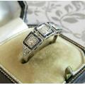 Vintage Art Deco Style Three Tone 2.36 Carat White Round Cute Cubic Zirconia Engagement Wedding Ring in 925 Silver New Christmas Gift