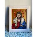 Handpainted Jesus Christ, Orthodox Handmade Icon, Byzantine Good Shepherd Easter Gift, Baptism Gift Religious Art
