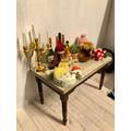 Unique 1/12 Miniature Paris Wood Table Full With Miniatures To Decorate Your Kitchen, Living Room Or Dollhouse