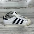 Adidas Shoes | Adidas Superstar Men's Sneakers Shoes White Leather Low Top Casual 3 Stripes Us | Color: Black/White | Size: 7