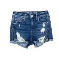 American Eagle Outfitters Shorts | American Eagle Super Stretch Super Hi-Rise Shortie Cut-Off Jean Shorts | Color: Blue | Size: 0