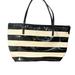 Kate Spade Bags | Kate Spade Sophie Patent Leather Black Ivory Striped Large Tote Shoulder Bag | Color: Black/Cream | Size: Os