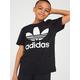 adidas Originals Junior Boys Trefoil Short Sleeve T-Shirt - Black/White, Black, Size 7-8 Years