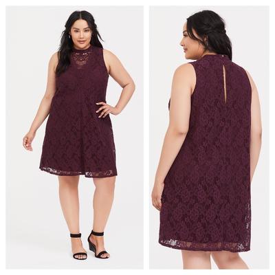 Torrid Dresses | Torrid Plus Size Winetasting Purple Mini Lace Trapeze Dress | Color: Purple | Size: 2x