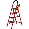 Four Steps Tool Ladder, Environmentally Friendly Baking Paint Process Outdoor Construction Ladder Family Metal Climbing Ladder Stepladder (Color : Red) surprise gift