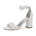 VACSAX Black Heels for Women Open Toe Heeled Sandals Strappy Sandals Summer Bridal Wedding Dress Pumps Shoes,Ivory,3 UK