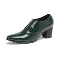 Crazynekos Men Leather Slip On Metal Toe Dress Loafers Fashion Color Matching Metal Cap Toe Formal Business Casual Party Dancing Oxford Shoes (6,11)