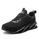 WaveStride Running Shoes Men's Trainers Women's Sports Shoes Lightweight Breathable Gym Fitness Outdoor Gym Shoes 38-46EU, Black, 10.5 UK