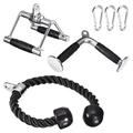 uxcell Tricep Press Down Cable Machine Attachment 1 Set, Double D Handle, V-Shaped Bar, Tricep Rope for Home Gym Accessories, Silver