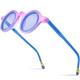 Matte Acetate Sunglasses Men Double-Loop Retro Small Round Sun Glasses UV400 Women Shades,Matte Pink Blue,One size