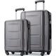 SPOFLYINN 2 Piece Luggage Set ABS Lightweight Suitcase Set with TSA Lock & Expanable Spinner Wheels 20inch+24inch, Dark Gray As Shown, One Size, Expanable Spinner Wheel 2 Piece Luggage Set Abs