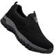 AZMAHT Wide Fit Trainers Men Mens Trainers Slip On Casual Suede Upper Walking Gym Sports Sneakers Running Shoes Outdoor Trainers Men Comfortable Loafers,Black,37/235mm