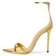 Pointed Toe Stiletto Sandals For Women Fashion High Heels Open Toe Sandals Classic Evening Party Sandals Strappy Kitten Heel Dressy Sexy Sandals,gold,3 UK