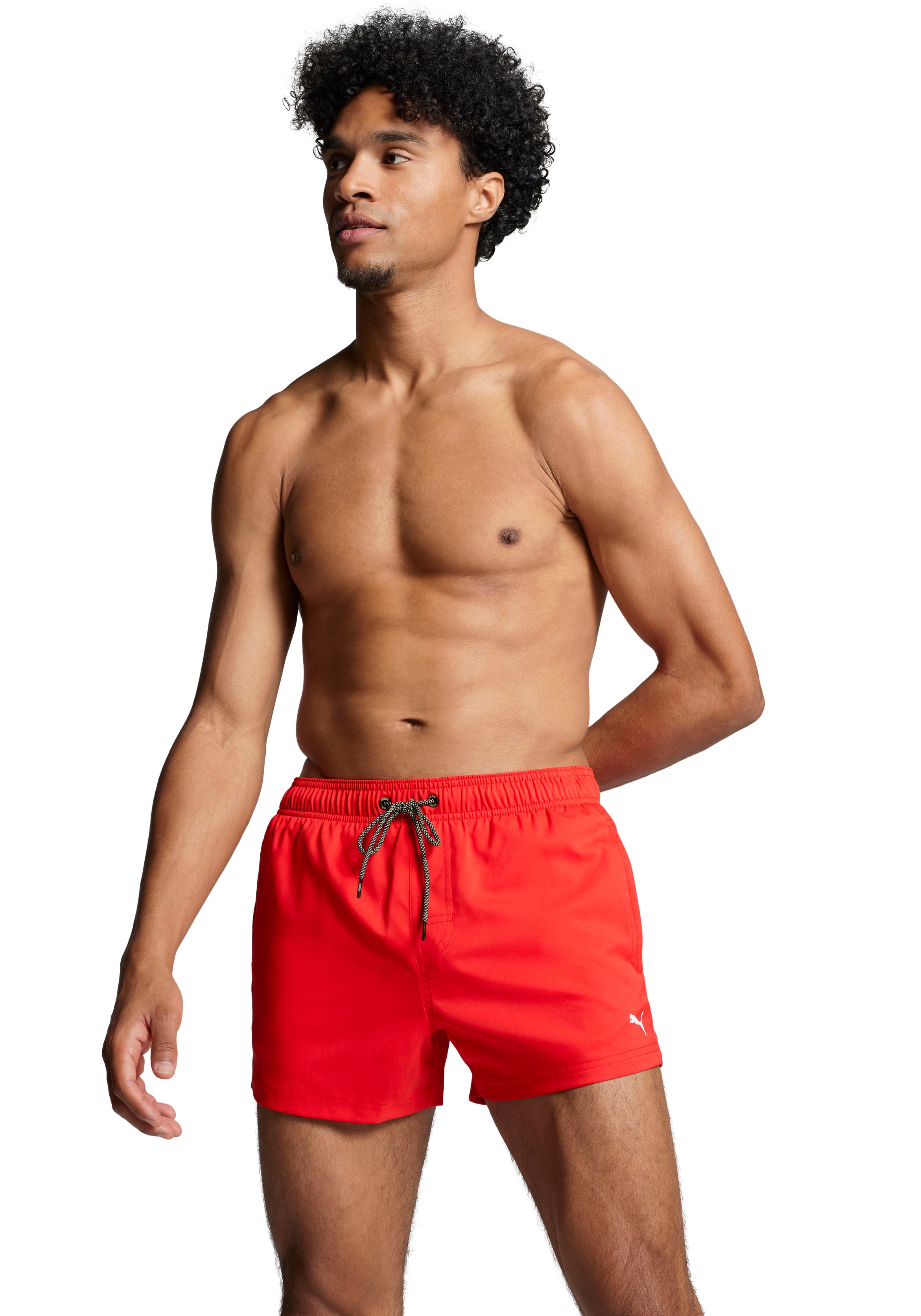 Badeshorts PUMA "PUMA SWIM MEN SHORT LENGTH SWIM SHORTS", Herren, Gr. XL, N-Gr, rot, Web, Obermaterial: 100% Polyester, unifarben, Badehosen, mit seitlichen Eingriff-Taschen, Gesäßtasche mit Klettverschluss Image